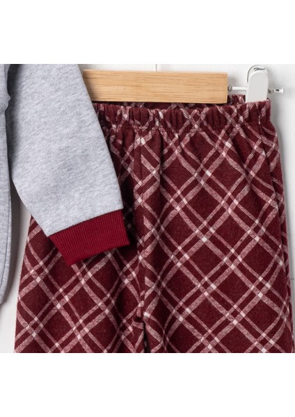 Baby Penye Ekose Alt Melanj Üst Pijama Takımı 9-18 Ay %100 Pamuk (Tam Kalıp) fırsatları