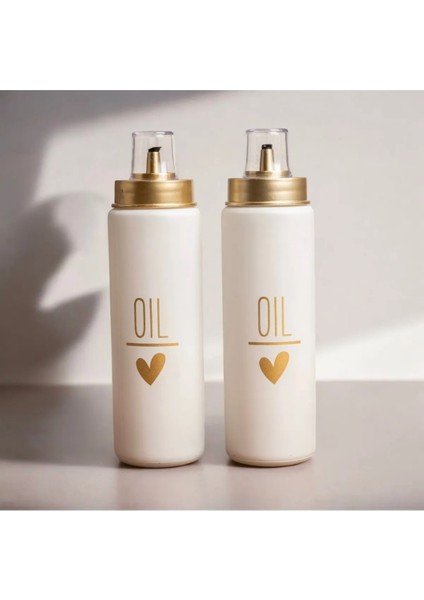 2'li Cam Yağdanlık Seti – 550 ml Damlatmaz Kapaklı “oıl” Tasarımlı Şık Yağlık (Siyah & Beyaz)