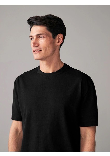 Erkek %100 Pamuk Oversize Kesim Bisiklet Yaka Basic Tişört