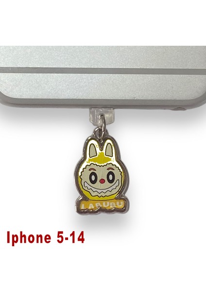 Labubu Iphone 5-14 Uyumlu Telefon Şarj Portu Toz Tıpası Toz Tıkacı Charm Sarı