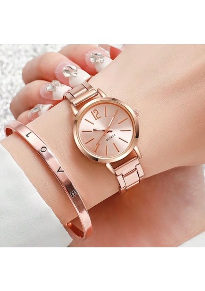 Rose Quartz Saat ve Love Bileklik Takım