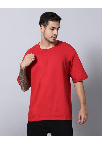 Erkek %100 Pamuk Oversize Kesim Bisiklet Yaka Basic Tişört fiyatları