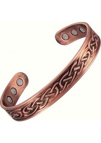 Erkek Vintage Esintili Ayarlanabilir Manyetik Bronz Bilezik - Moda Açik Tasarim, Retro Tarz