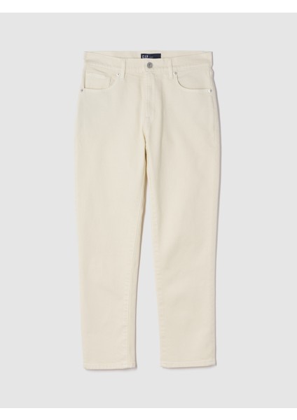 Kadın Kırık Beyaz Mid Rise Classic Straight Jean Pantolon