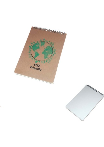 Üstten Metal Spiralli 100 Yaprak Çizgisiz Not Defteri Çevre Dostu Bloknot (Ebat: 19,9 cm x 13,9 Cm)