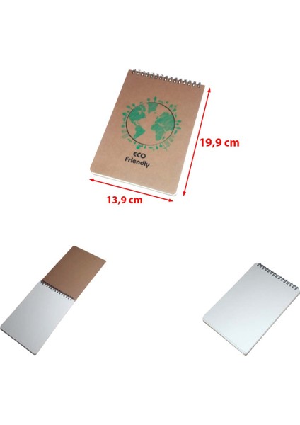 Üstten Metal Spiralli 100 Yaprak Çizgisiz Not Defteri Çevre Dostu Bloknot (Ebat: 19,9 cm x 13,9 Cm) fiyatları
