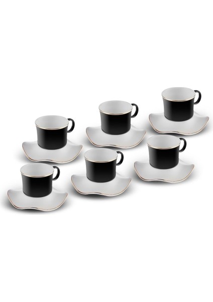 Şık Siyah 6 Kişilik Kahve Fincan Takımı, 100 ml