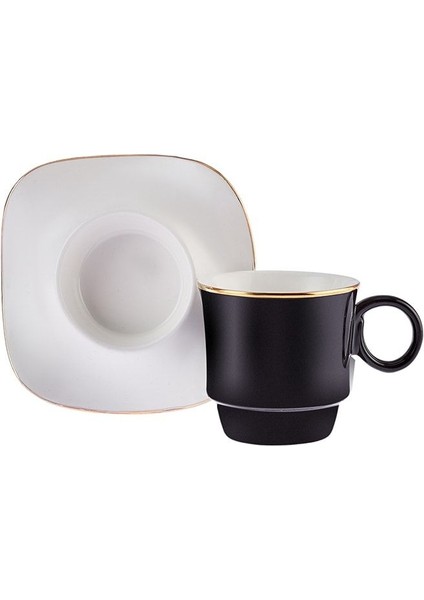 Şık Siyah 6 Kişilik Kahve Fincan Takımı, 100 ml fırsatları