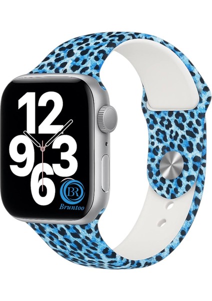 Apple Watch Series 10/9/8/7/6/5/4/se/3/2/1 42MM-41MM-40MM-38MM (S/m) Beden Leopar Silikon Kordon