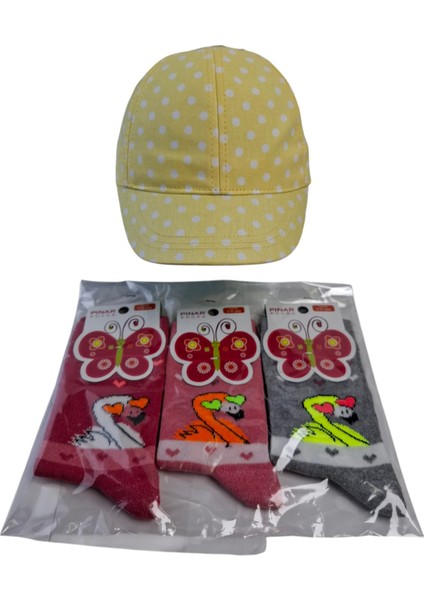 4-8 Yaş Kız Çocuk Yazlık Şapka Pınar 5-6 Yaş 3 Renk Çorap 4 Lü Set modelleri