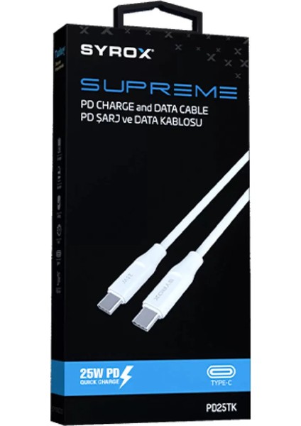Syrox PD25TK 25W Type-C Pd Şarj Kablosu