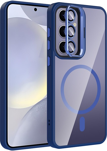 Galaxy S25 Plus Kılıf Standlı ve Kamera Lens Hediyeli M-Safe Şarj Özellikli Ucy Etro Kapak - Lacive