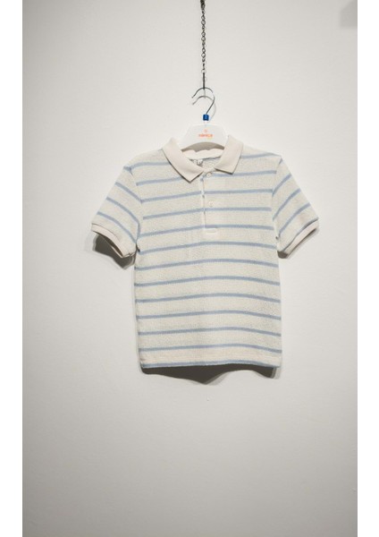 Çizgili Polo Yaka Tshırt Mavi