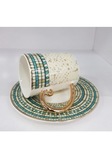 Yeşil 6'lı Kahve Fincan Takımı, Şık ve Kullanışlı Set, Günlük ve Özel Anlar Için Ideal