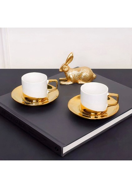 Beyaz Porselen Kahve Fincan Takımı 2 Kişilik, Zarif ve Şık Tasarım