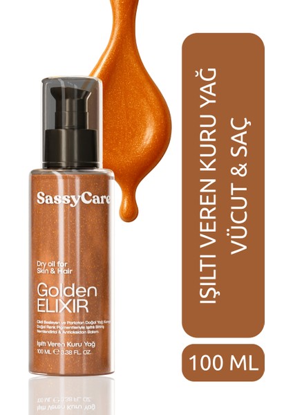 Kuru Yağ Golden Elixir Cilt, Saç ve Vücut Için Işıltı Veren Besleyici Bakım Yağı
