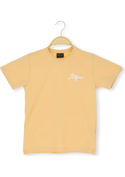 Stopper Baskı Detaylı 36/1 Süprem Erkek Tshirt Bej