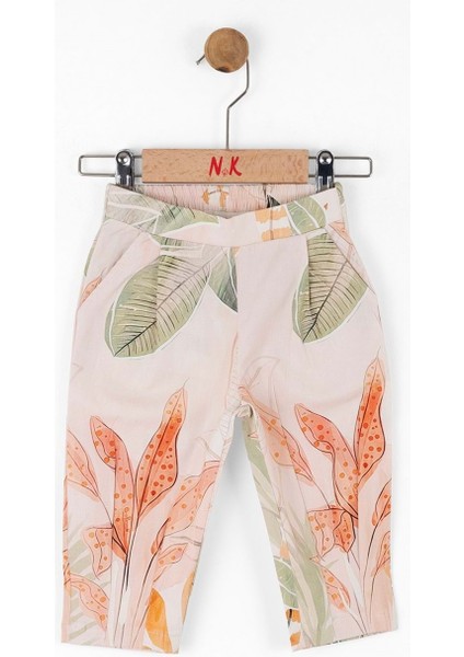 Yaprak Desenli Pantolon Somon