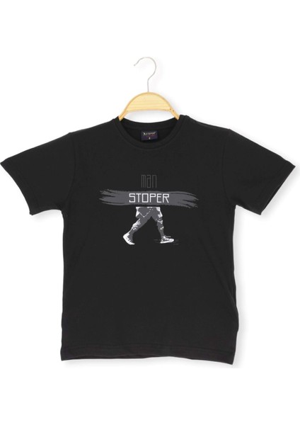 Man Stopper Baskılı 36/1 Süprem Erkek Tshirt Lacivert