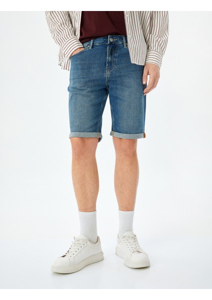 Katlamalı Paça Bermuda Slim Fit Jean Şort modelleri