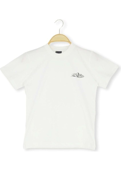 Mountaın Baskılı 36/1 Süprem Erkek Tshirt Ekru