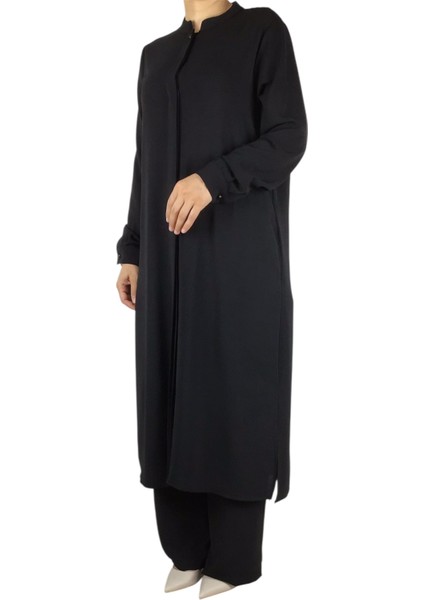 Kadın Hakim Yaka Tunik Önü Gizli Düğmeli Yanlardan Gizli Cepli Pantolon Beli Lastikli Pantolonlu Takım