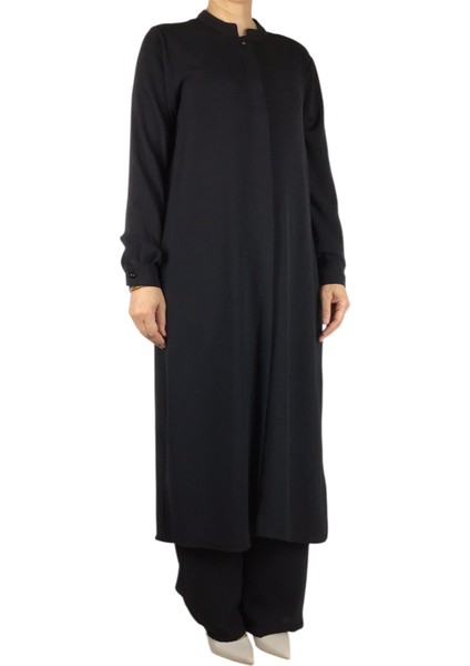 Kadın Hakim Yaka Tunik Önü Gizli Düğmeli Yanlardan Gizli Cepli Pantolon Beli Lastikli Pantolonlu Takım fiyatları