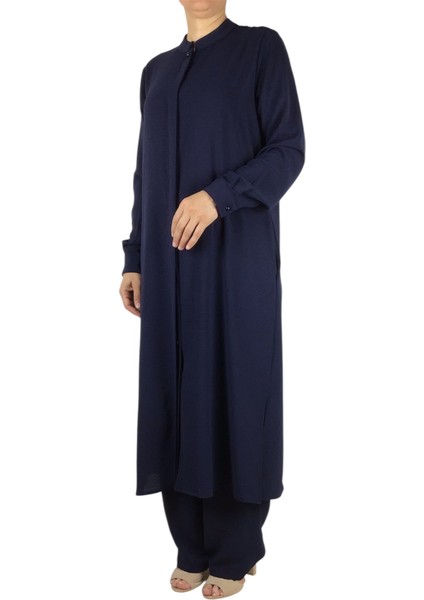 Kadın Hakim Yaka Tunik Önü Gizli Düğmeli Yanlardan Gizli Cepli Pantolon Beli Lastikli Pantolonlu Takım fırsatları