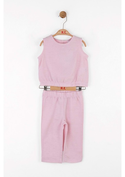 Askılı Bluz Pantolon Takım Pembe