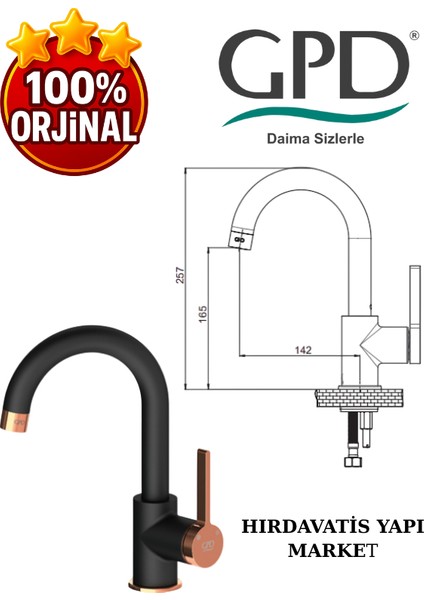 Gildo MTL165-S-R Tek Gövde Lavabo Bataryası modelleri