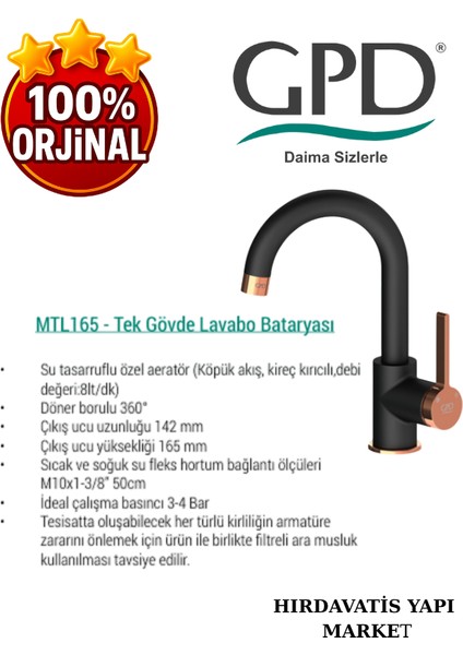 Gildo MTL165-S-R Tek Gövde Lavabo Bataryası fırsatları