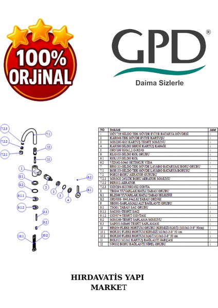 Gildo MTL165-S-R Tek Gövde Lavabo Bataryası indirimleri