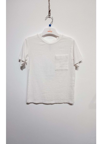 Ön Dokuma Garnili Tshırt Ekru