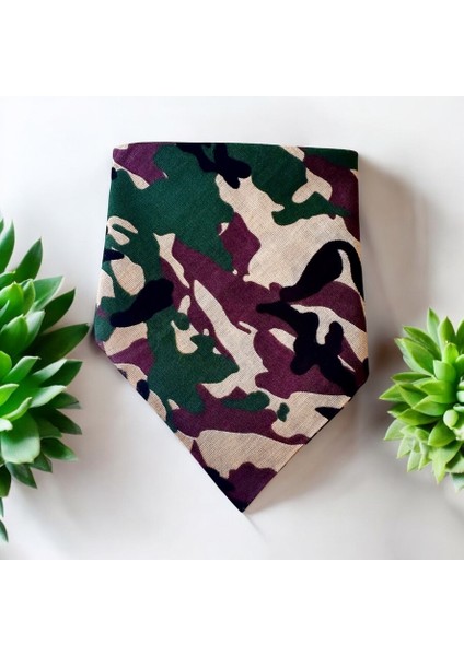 Siyah Üzerine Asker Desenli %100 Cotton Unisex Bandana Fular modelleri
