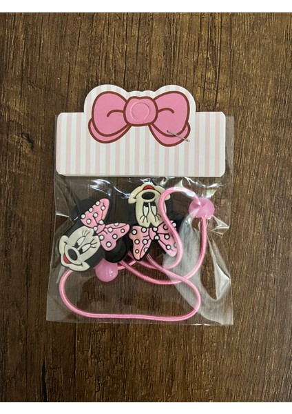 Kız Çocuk Minnie Mouse Mickey Mouse Boncuk Detay 1 Çift Lastik Toka Mini Miki Maus