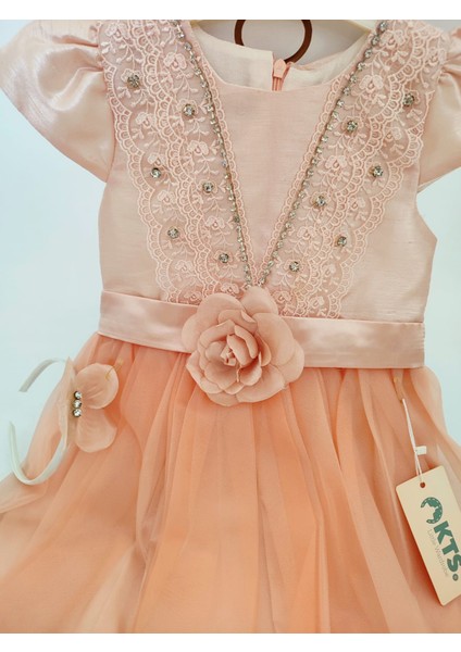 Taş ve Dantel Detaylı Tül Etekli, Taçlı 2'li Kız Çocuk Abiye Elbise fiyatları