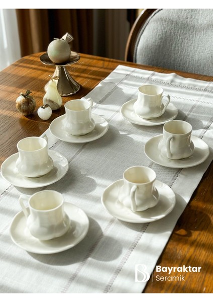 6'lı Porselen Kahve Fincan Takımı 155 ml Bej Renkli, Şık ve Kaliteli Tasarım modelleri