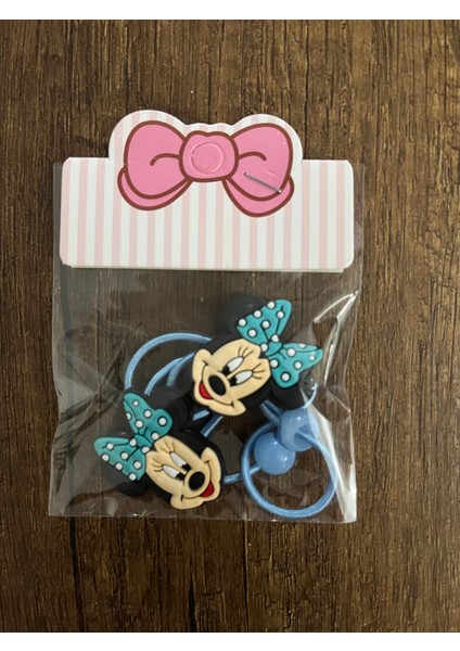 Kız Çocuk Minnie Mouse Mickey Mouse Boncuk Detay 1 Çift Lastik Toka Mini Miki Maus