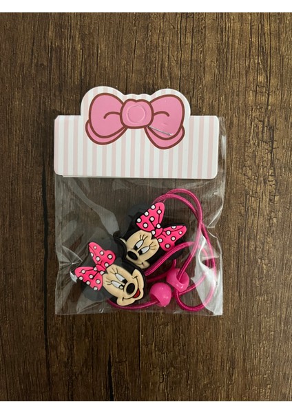 Kız Çocuk Minnie Mouse Mickey Mouse Boncuk Detay 1 Çift Lastik Toka Mini Miki Maus
