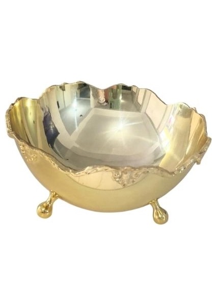 Pirinç Ayaklı Kase Gold 13 cm