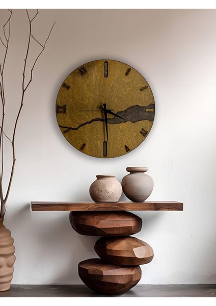El Yapımı Rustik Ahşap Duvar Saati - Oturma Odası, Yatak Odası Veya Ofis Için Minimalist Doğal Ahşap Dekor