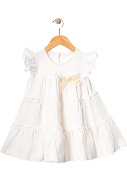 Penye Kat Kat Elbise Ekru