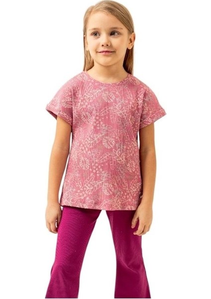 Çiçek Baskılı Tshırt Fuşya