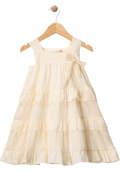 Fiyonklu Elbise Ekru