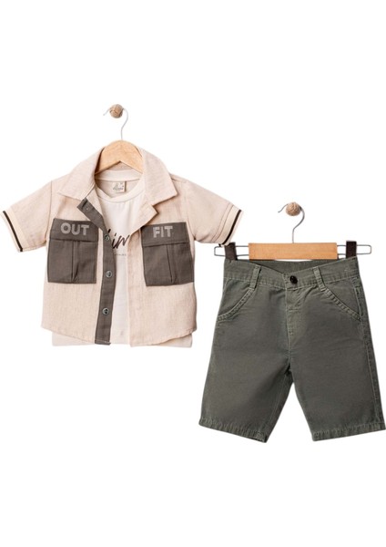 Outfıt Baskılı Gömlek 3 Lü Tkm Haki