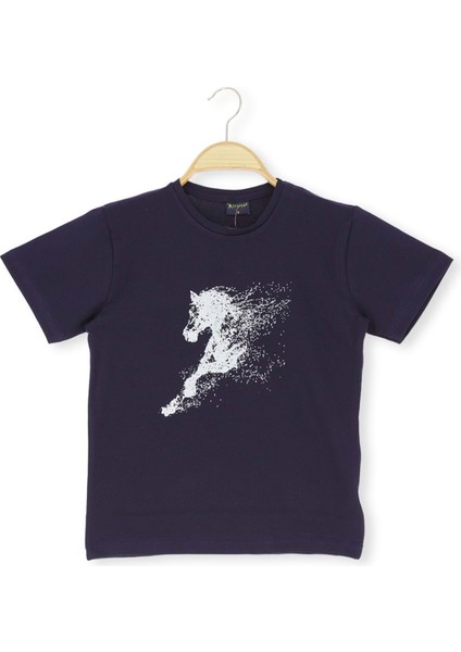 At Baskılı 36/1 Süprem Erkek Tshirt Lacivert
