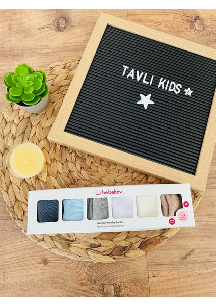 Tavlı Kids Bebekevi 6'lı Yeni Doğan Çorap