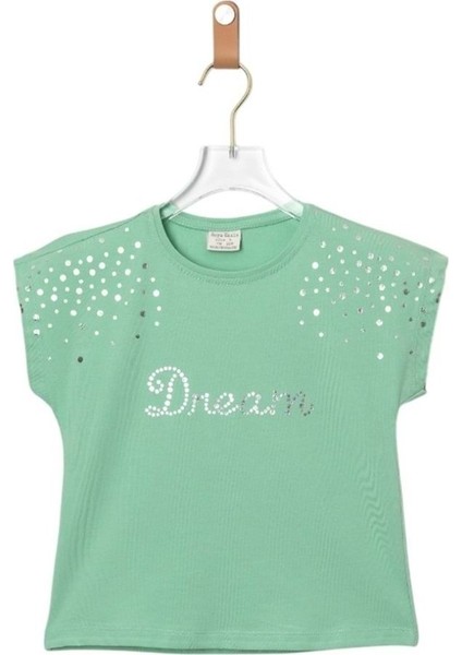 Dıva Parıltılı Crop Tshirt Mint Yeşili