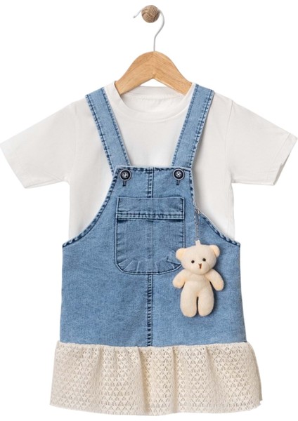 Ayıcıklı Kot Elbise Mavi