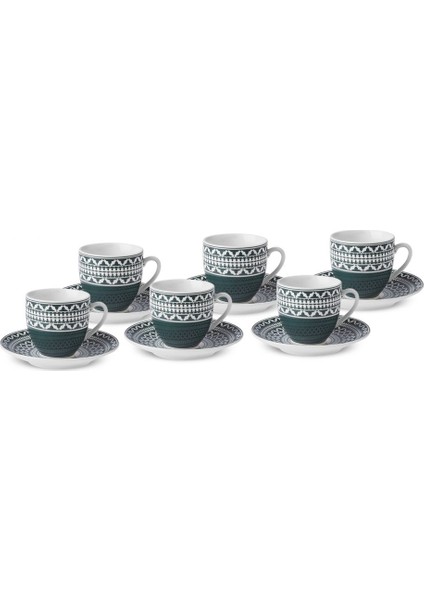 Yeşil 6 Kişilik 90 ml Kahve Fincanı Takımı, Şık ve Kullanışlı Set